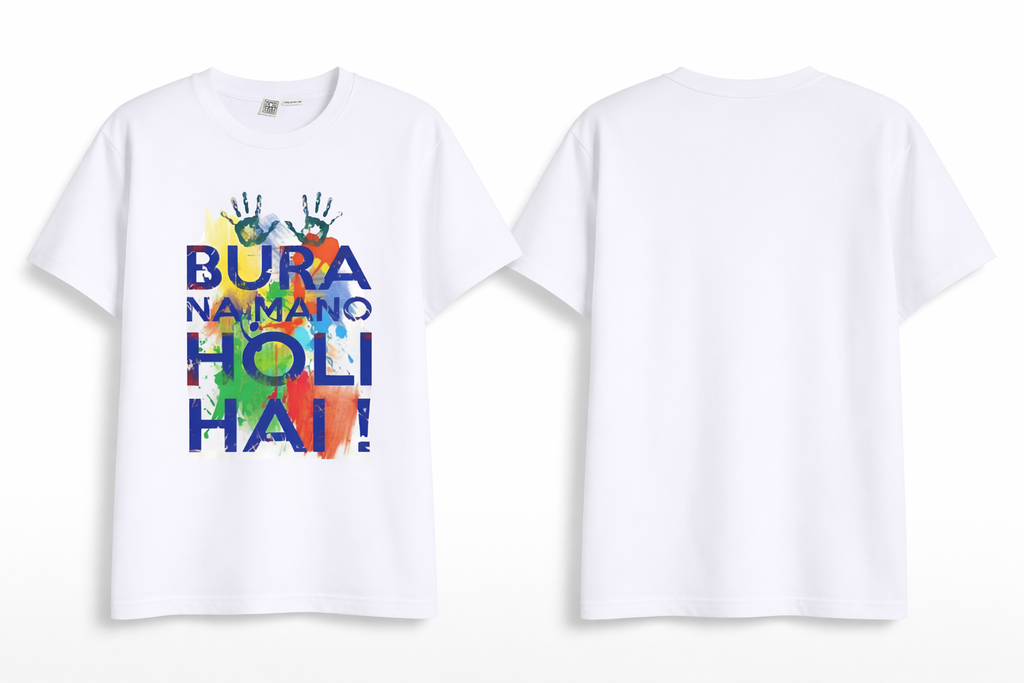 Bura Na Mano Holi Hai Couple T-Shirt – Color Splash Festival Edition | TeeGraphics